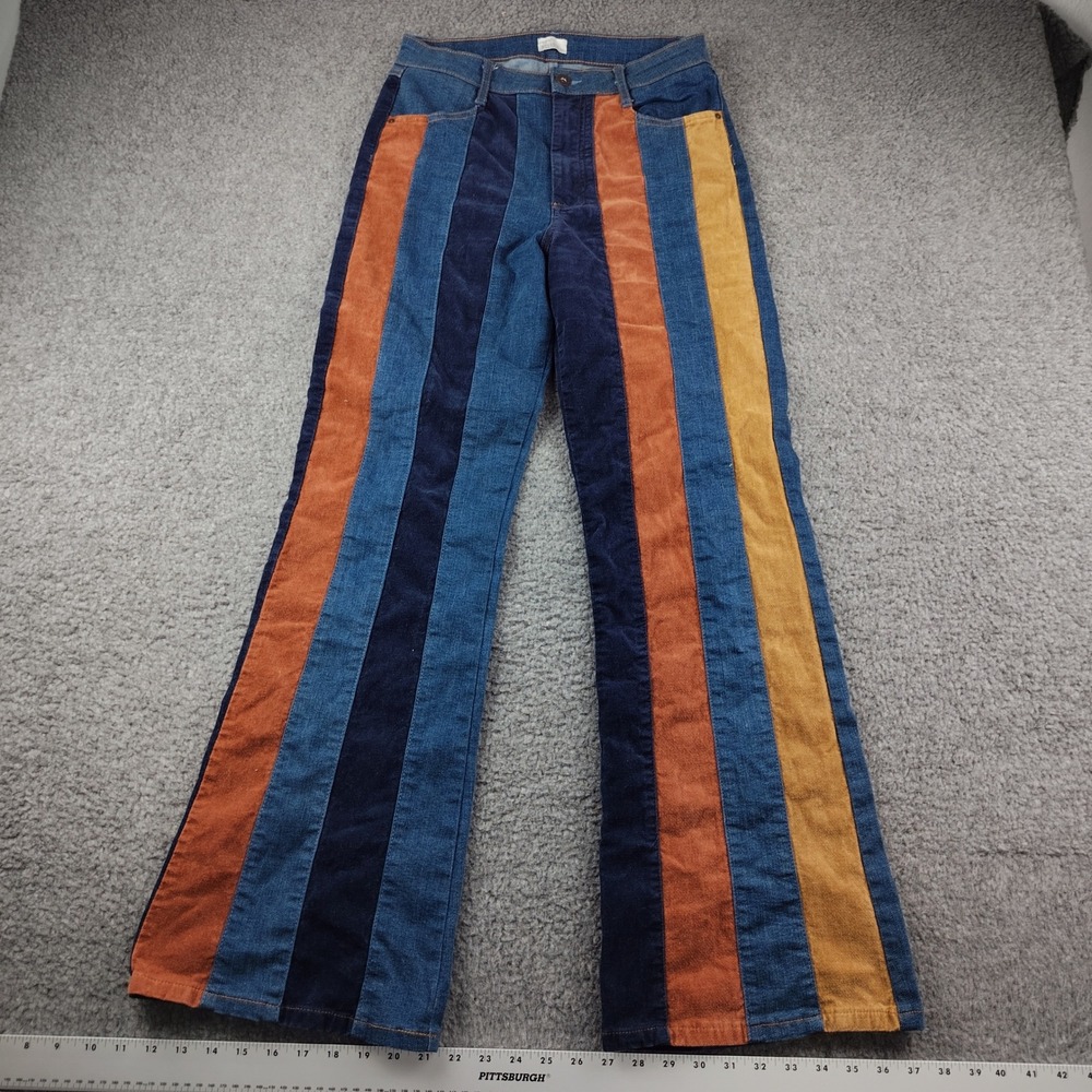 West of Melrose Flare Pants Sz 30x32 Striped Hippie Trousers Boho Festival EUC